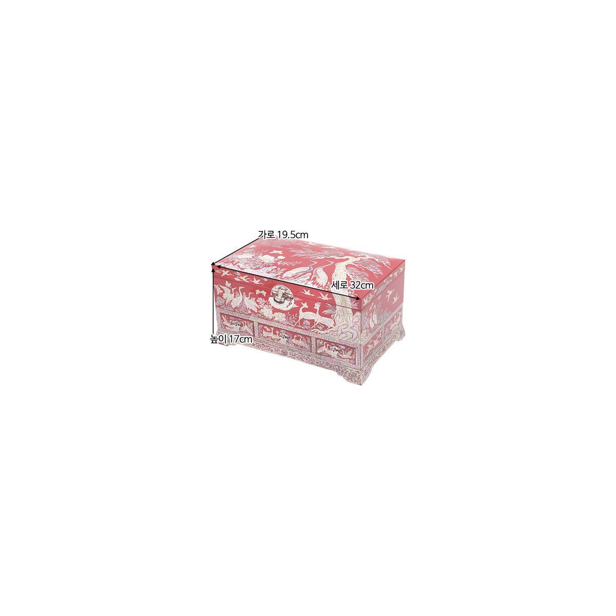 Premium Najeonchilgi Drawer Flower Pine & Crane Saju Jewelry Box Red Jewelry Box Yedan Wedding Gift Box, 32 cm – detail view 10 [KS-CUT:P0000SYX:4d00402d6b67]